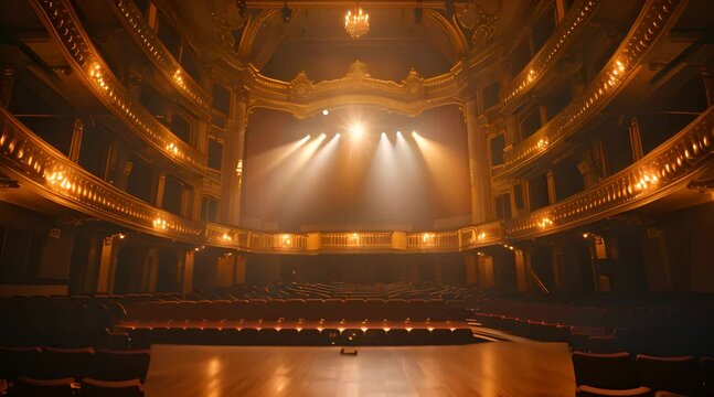 wide shot of an empity elegant classik theatre wit