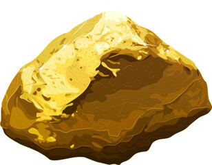 Realistic large natural gold nugget. 
Vector illustration of a gold nugget with a natural uneven shape and a shiny surface. Mining, investment in precious metals, jewelry, geological research.