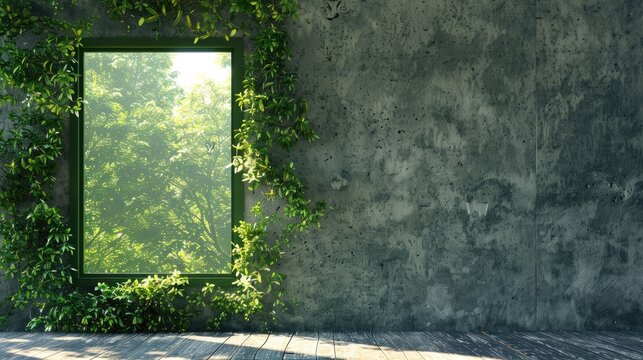 Innovative space available next to green window on a wall - Powered by Adobe