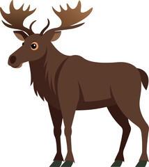 Illustration Moose animal cartoon flat design