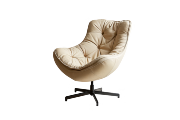 Modern beige upholstered swivel chair with tufted design, perfect for contemporary interiors and comfortable seating in living rooms or offices.