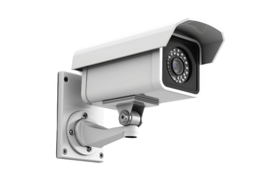 High-resolution CCTV security camera mounted on a wall for surveillance and monitoring purposes with infrared night vision technology.