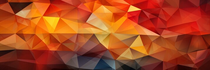 Retro triangular geometric shapes mosaic in warm red and orange tones, reminiscent of stained glass or pixel art. Suitable for web, print, or mockup