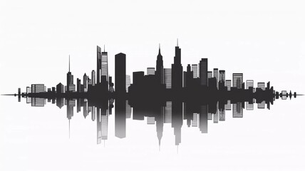 Fototapeta premium cityscape, vector icon, black silhouette on white background which is very beautiful