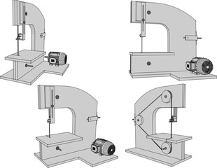 Vector illustration sketch of wood cutting machine design drawing for small industry