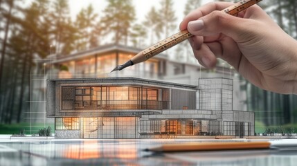 Architecht drawing a sketch for a new house