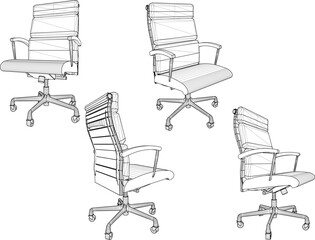 Vector illustration sketch of office gaming chair design drawing for sitting in front of computer