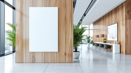 Mockup of an empty vertical sign in a modern office