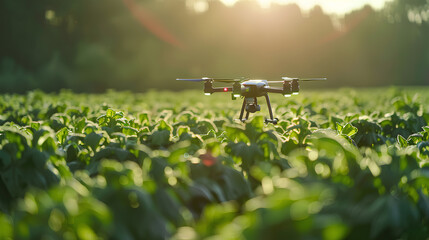 AI technology is operating in an agricultural field, showcasing the latest in smart farming automation and precision agriculture. Digital farming, digital network and Ai in agriculture and farming