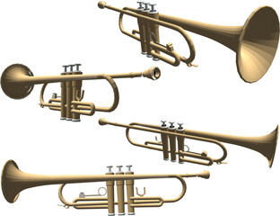 Obraz premium Vector illustration sketch of trumpet detailed design drawing for music players