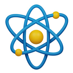 atom 3d icon isolated on the transparent background