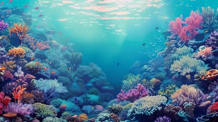 Obraz premium Marine Coral Reef Underwater Sea Ocean Nature Illustration which is very beautiful