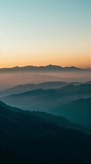 Fototapeta premium Twilight's Serenity: Aerial View of Silhouetted Mountain Ridge