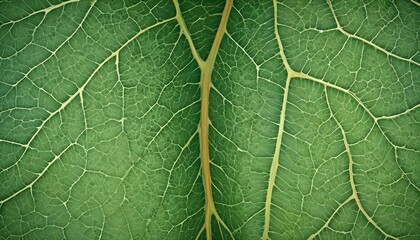 Obraz premium Tight close-up photograph emphasizing the intricate vein network and the rich, multilayered texture of a verdant green leaf
