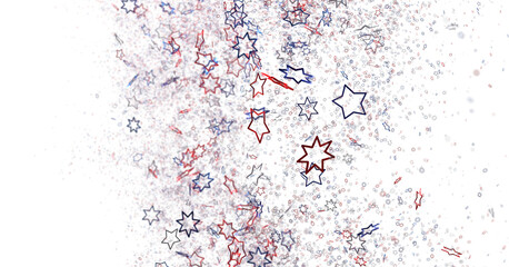 Confetti - Red white blue shiny confetti Confetti on white background, isolate, tricolor concept, independence and freedom day USA