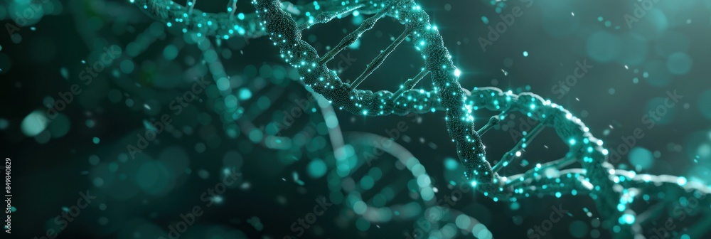 Poster green abstract artificial intelligence dna technology. science concept. futuristic connection struct