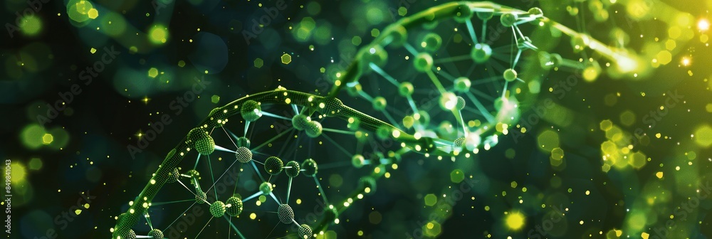 Poster green abstract artificial intelligence dna technology. science concept. futuristic connection struct