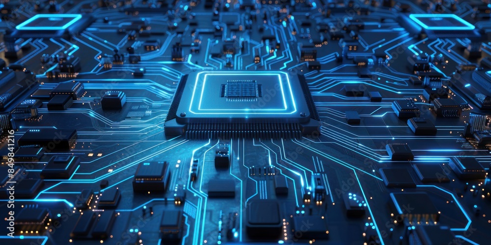 Poster abstract circuit board futuristic technology processing background.