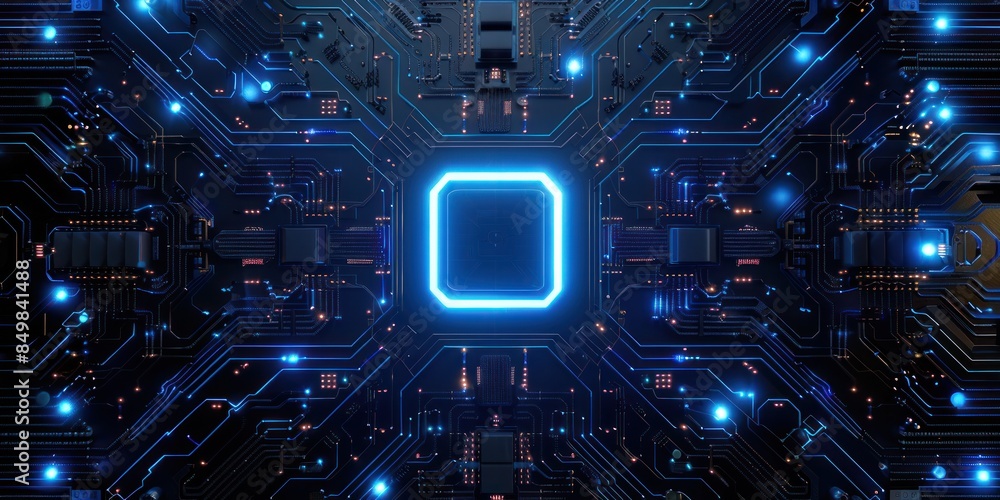 Poster abstract circuit board futuristic technology processing background.