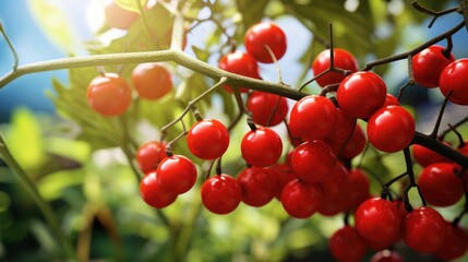 Obraz premium tomato plant with vibrant red fruit, 