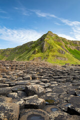 Large interlocking basalt columns at the Giant's Causeway on the North Antrim coast of Norther Ireland, United Kingdom