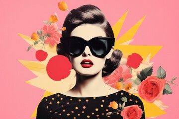Obraz premium Birthday sunglasses portrait flower.