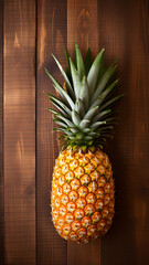 Pineapple on a wooden background. Tropical fruit. Healthy food.