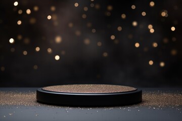 Obraz premium Black glitter background night illuminated celebration.