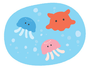 メンダコとクラゲのイラスト