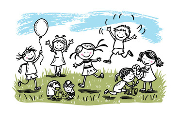 Kids playing in the garden