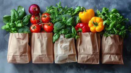 Fresh Vegetables in Paper Bags