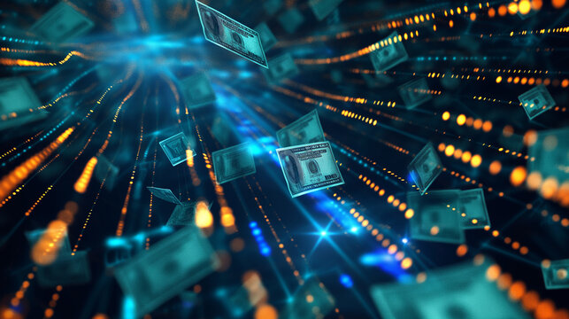 digital cash flow in business online financial transactions concept