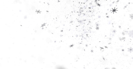 Snowflake Dance: Radiant 3D Illustration Showcasing Falling Christmas Snowflakes in Harmony
