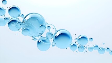 Ethereal Blue Bubbles Floating in Minimalist Composition on White Background