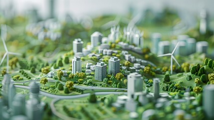Obraz premium Futuristic Digital Infrastructure and Sustainable Energy Transition in Urban Cityscape