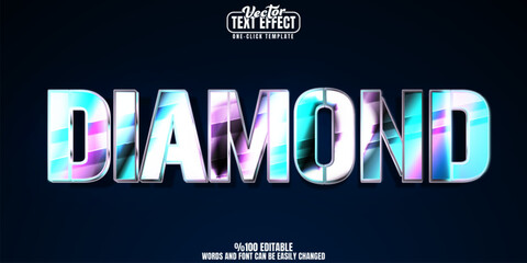Diamond editable text effect, customizable gem and jewel 3d font style