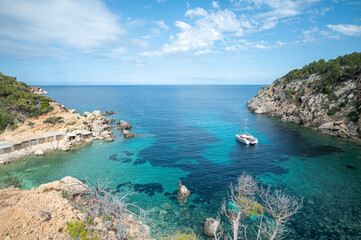 Beach of Cala d en Serra in Ibiza in Spain.