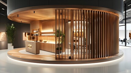 Round wooden exhibition stand