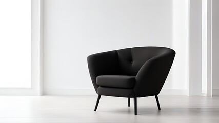 soft empty blue armchair stands, generative ai