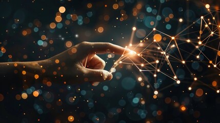 A Hand Reaching Into a Network of Light