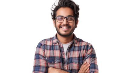 portrait of a happy young Indian man isolated on transparent background