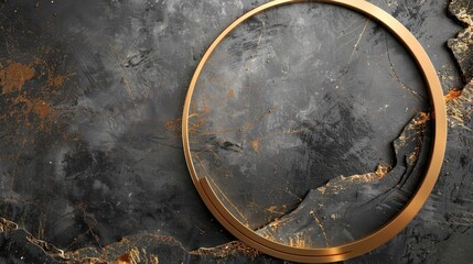 Abstract Circle with Gold Foil and Stone Effect Wall Background for Interior Decoration