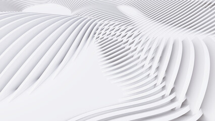 Abstract Curved Shapes. White Circular Background.