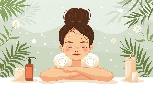 Cartoon vector person treating themselves to a spa day with a massage Generative AI