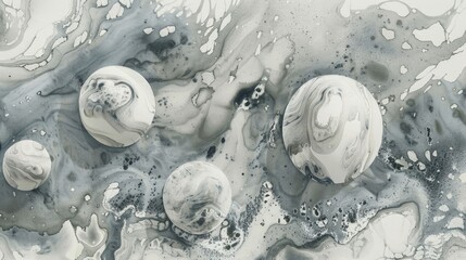 Marble stone design on watercolor paper with gray ink texture resembling a bath bomb effect