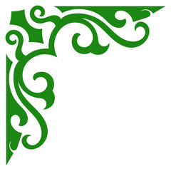 Obraz premium green vintage corner lines on a white background for graphic elements