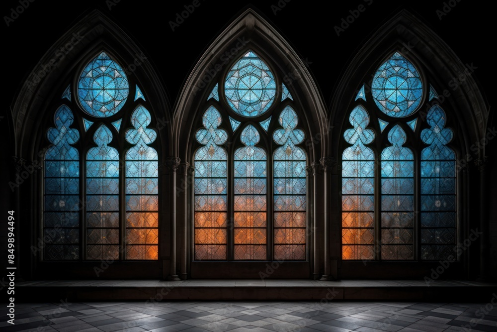 Canvas Prints whole old serene empty stained glass scene architecture window wall.