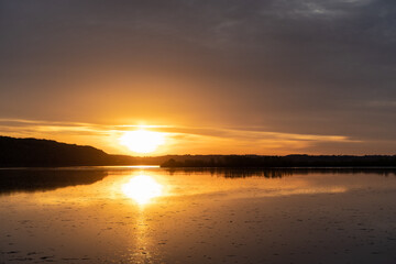 sunset time in Mississippi River