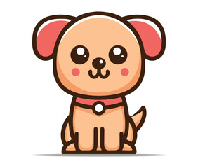 Cheerful Dog Sitting Cartoon Character