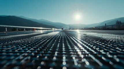 Fototapeta premium A timelapse of a solar roadway being installed showcasing the precision and complexity of the technology.